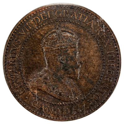 Canada 1907-H One Large Cent Coin - ICCS AU-50