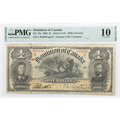 SOLD $1 1898 Dominion of Canada Note Series C DC-13a - PMG VG-10 (stains)