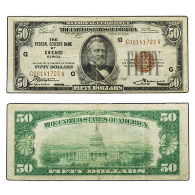 SOLD United States 1929 $50 National Note Chicago Fr. 1880G