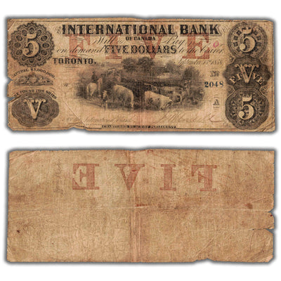 SOLD $5 1858 International Bank of Canada Chartered Note CH #380-10-06-14
