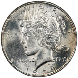 United States 1925 $1 Peace Silver Dollar Coin - BU