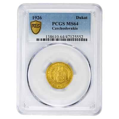 SOLD Czechoslovakia 1926 Ducat Gold Coin - PCGS MS-64
