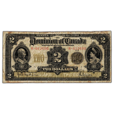 SOLD $2 1914 Dominion of Canada Note Series R DC-22d - Circulated