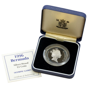 SOLD Bermuda 1996 $1 Sterling Silver Proof Coin - Olympic Games