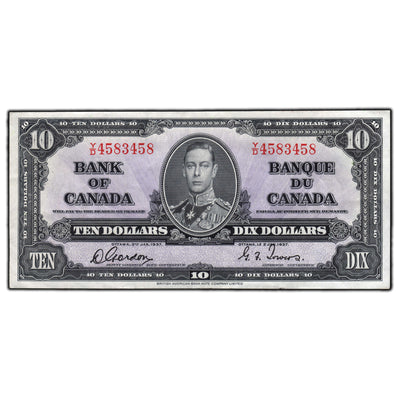 SOLD $10 1937 Bank of Canada Note Gordon-Towers Y/D Prefix BC-24b