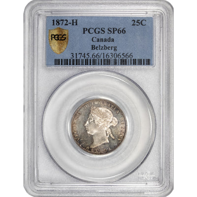 Canada 1872-H 25 Cents Silver Coin - PCGS Specimen SP-66 Ex. Belzberg