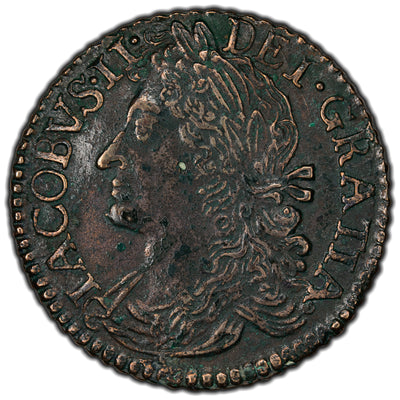 Ireland 1690 April James II 1/2 Crown Gun Money Coin - Corrosion
