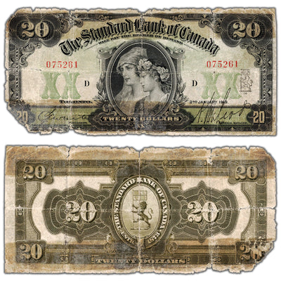 SOLD $20 1919 Standard Bank of Canada Chartered Note #695-18-32 - Damaged