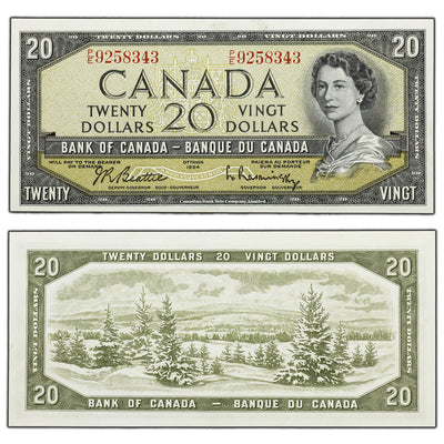 SOLD $20 1954 Bank of Canada Note Beattie-Rasminsky P/E Prefix BC-41b - Ch UNC