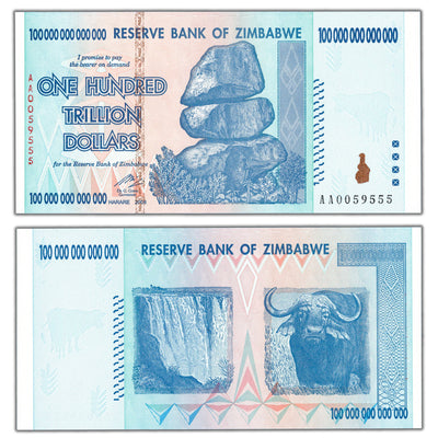 SOLD Zimbabwe 2008 100 Trillion Dollars Note P #91 - AU