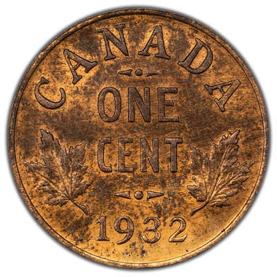 Canada 1932 1 Small Cent Coin - MS-63 Red & Brown