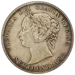 Newfoundland 1870 50 Cents Half Dollar Silver Coin - ICCS VF-30