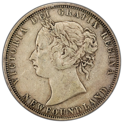 Newfoundland 1870 50 Cents Half Dollar Silver Coin - ICCS VF-30