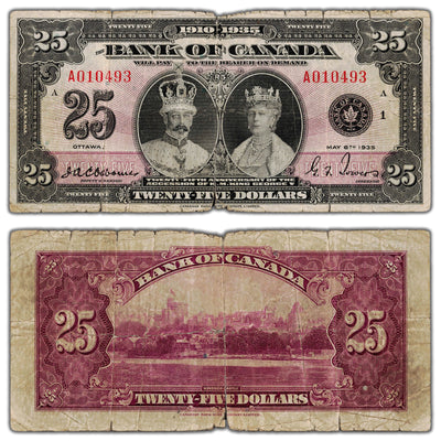 SOLD $25 1935 Bank of Canada Note English Text BC-11 - Tears/Issues