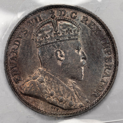 Canada 1908 Small 8 5 Cents Silver Coin - ICCS AU-58