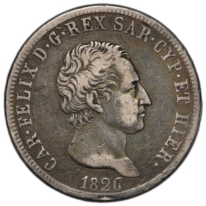 SOLD Italy 1826-L 5 Lire Silver Coin KM #116.1