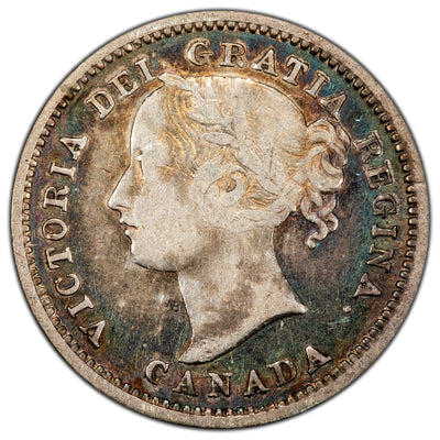 Canada 1871 10 Cents Dime Silver Coin - Fine +