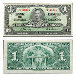 SOLD $1 1937 Bank of Canada Note Gordon-Towers D/M Prefix BC-21c - VF (tear)