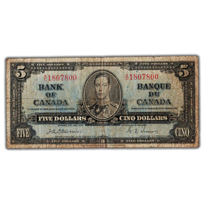 SOLD $5 1937 Bank of Canada Note Osborne Signature BC-23a - VG