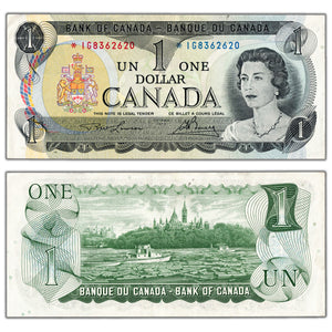 SOLD $1 1973 Bank of Canada Note *IG Replacement BC-46aA - EF/AU