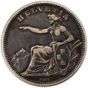 SOLD Switzerland 1861-B 1 Franc Silver Coin KM #9a