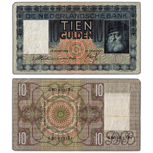 SOLD Netherlands 1939 10 Gulden Note P #49 - Circulated