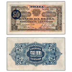 SOLD Mozambique 1919 50 Fifty Centavos Note P #R3 - VF/EF