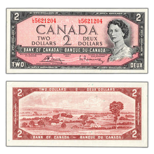 SOLD $2 1954 Bank of Canada Note L/G Changeover Prefix BC-38d - Choice UNC