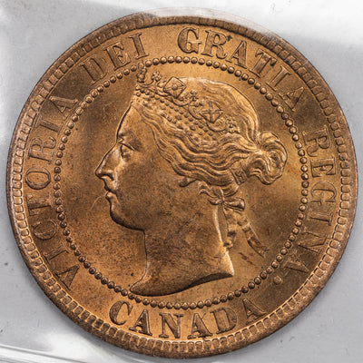 SOLD Canada 1894 1 Large Cent Coin - ICCS MS-65 Red
