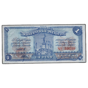SOLD Mexico Estado Libre Y Soberano De Mexico 1915 1 Peso Note - UNC