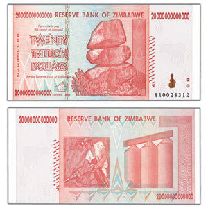 SOLD Zimbabwe 2008 $20 Twenty Trillion Dollars Note P #89 - Choice Uncirculated