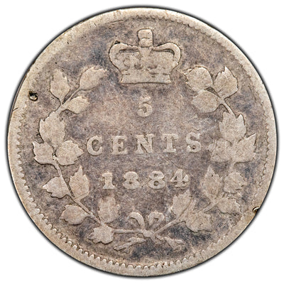 SOLD Canada 1884 5 Cents Silver Coin - G-4