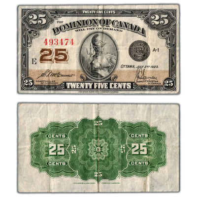 25 Cents 1923 Dominion of Canada Shinplaster Note DC-24b - VF