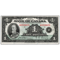 $1 1935 Bank of Canada Note English Text Letter 'A' BC-1 - EF