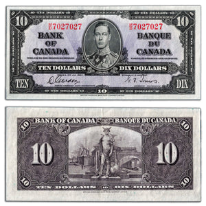 SOLD $10 1937 Bank of Canada Note Gordon-Towers M/D Prefix BC-24b - EF