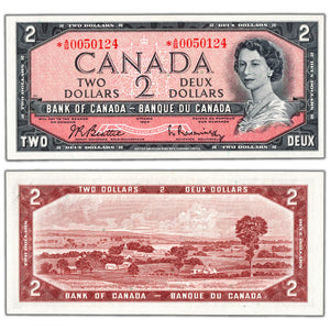 SOLD $2 1954 Bank of Canada Note *A/B Replacement Prefix BC-38bA - Choice UNC