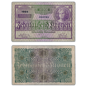 SOLD Austria 1924 10000 Kronen Note P #85 - Circulated