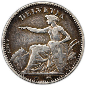SOLD Switzerland 1850 1 Franc Silver Coin KM #9