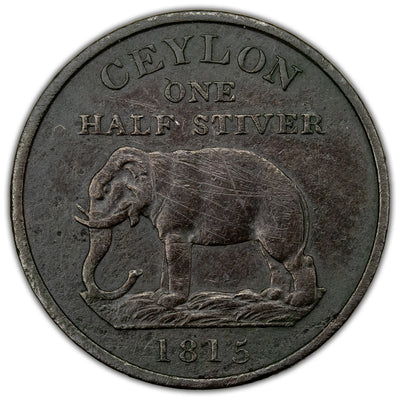 Ceylon 1815 1/2 Stiver Coin KM #80