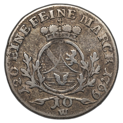 Germany Baden 1769-HW 10 Kreuzer Silver Coin KM #119