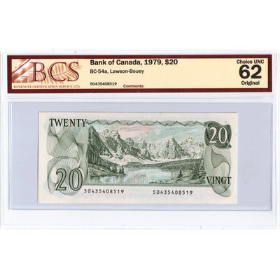 SOLD $20 1979 Bank of Canada Note Lawson-Bouey BC-54a - BCS Ch UNC-62
