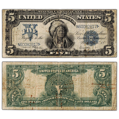 SOLD United States 1899 $5 Silver Certificate "Chief" Note Fr. 281 - Rust