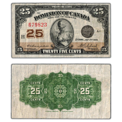 25 Cents 1923 Dominion of Canada Note Shinplaster DC-24d - F/VF