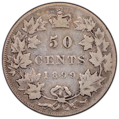 SOLD Canada 1899 Small 9 50 Cents Half Dollar Silver Coin - VG-8