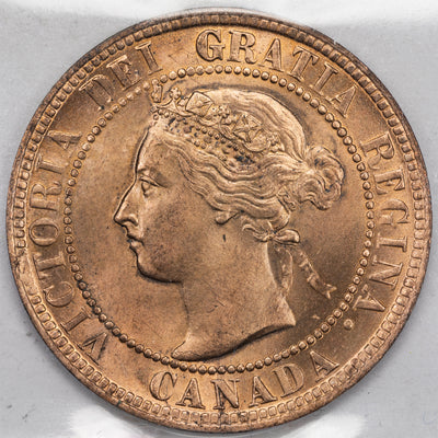 SOLD Canada 1895 1 Large Cent Coin - ICCS MS-65 Red
