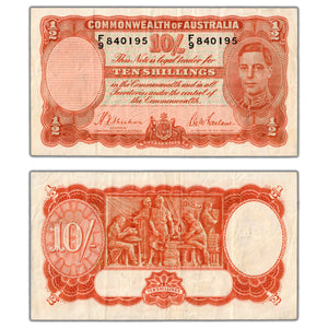 SOLD Australia ND (1939) 10 Ten Shillings Note Sheehan-McFarlane P #25a - VF