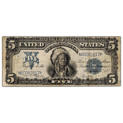 SOLD United States 1899 $5 Silver Certificate "Chief" Note Fr. 281 - Rust