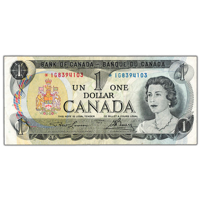 $1 1973 Bank of Canada Note *IG Replacement Note BC-46aA - VF/EF