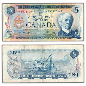 SOLD $5 1972 Bank of Canada Note *SW Replacement Prefix BC-48bA - VF