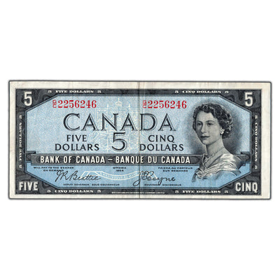 $5 1954 Bank of Canada Note Devil Face G/C Prefix BC-31b - VF+